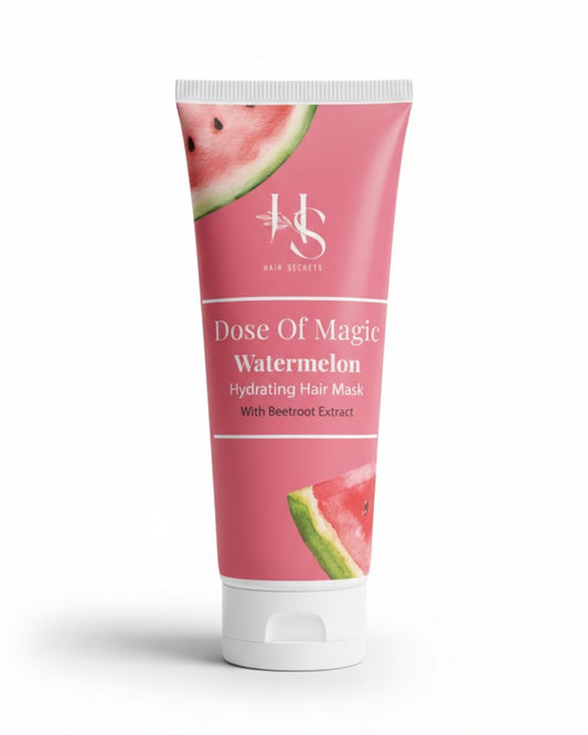 Dose of Magic Watermelon Hydrating Hair Mask 200g pink tube by HairSecrets for dry, frizzy hair