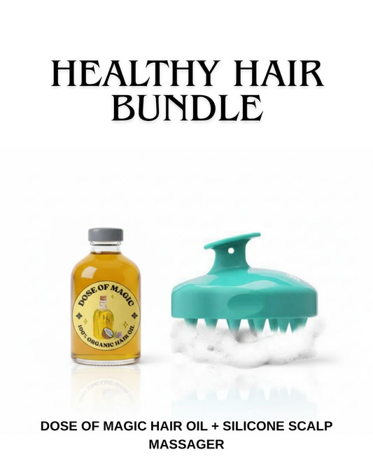 HairSecrets Healthy Hair Bundle with scalp massager and mini organic hair oil blend